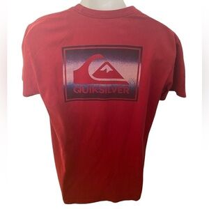 Quiksilver Logo Red Surf Tee Shirt Men L Large